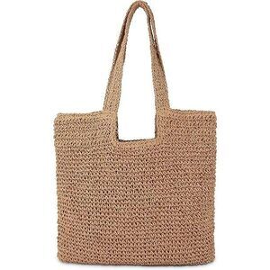 Straw Beach Tote Bag: Large Summer Boho Woven Bags - Rattan Handmade Shoulder